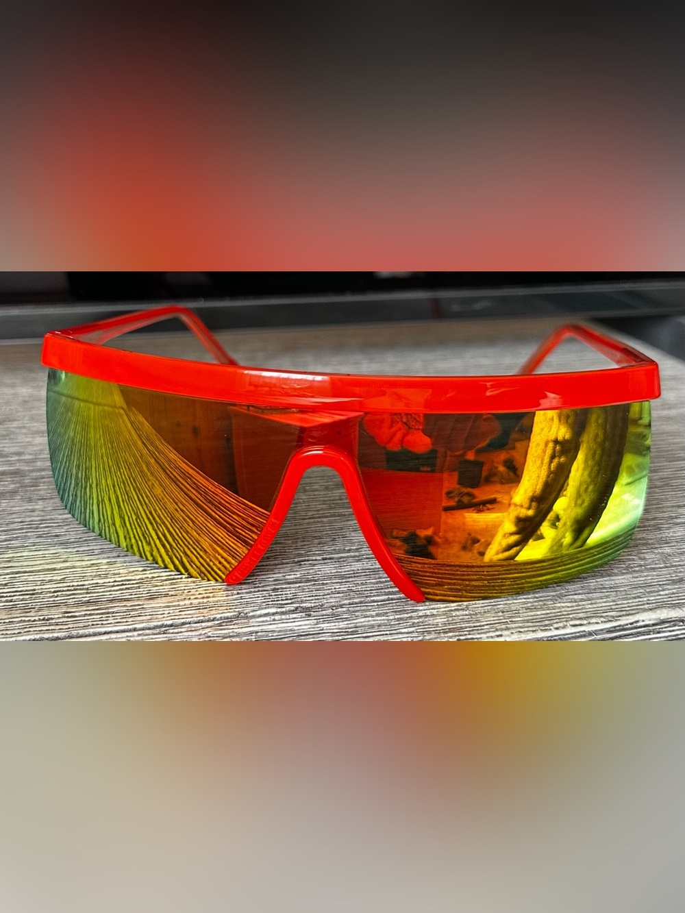 Giuseppe Di Morabito Shield Sunglasses Orange Mirror Lens Italy Designer